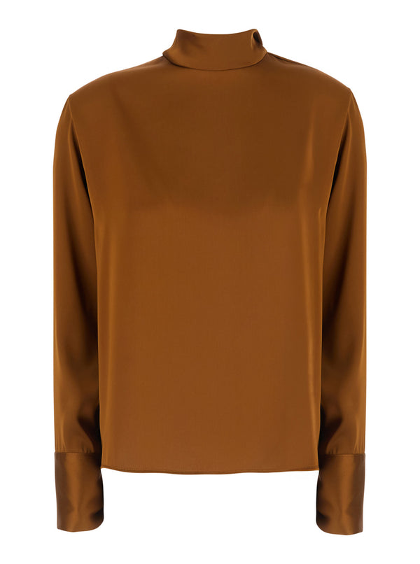 Satin Blouse Brown Blouses