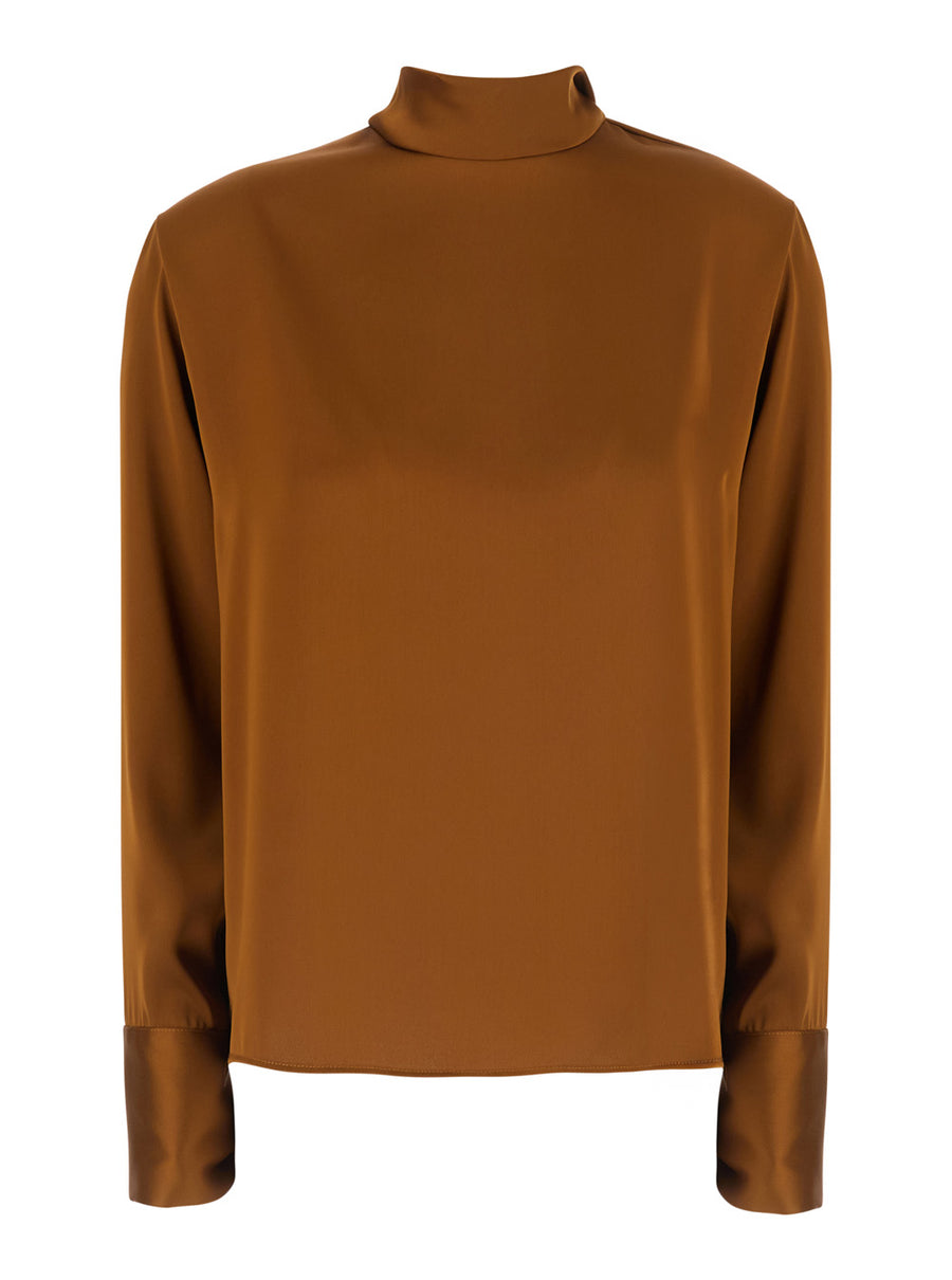 Satin Blouse Brown Blouses