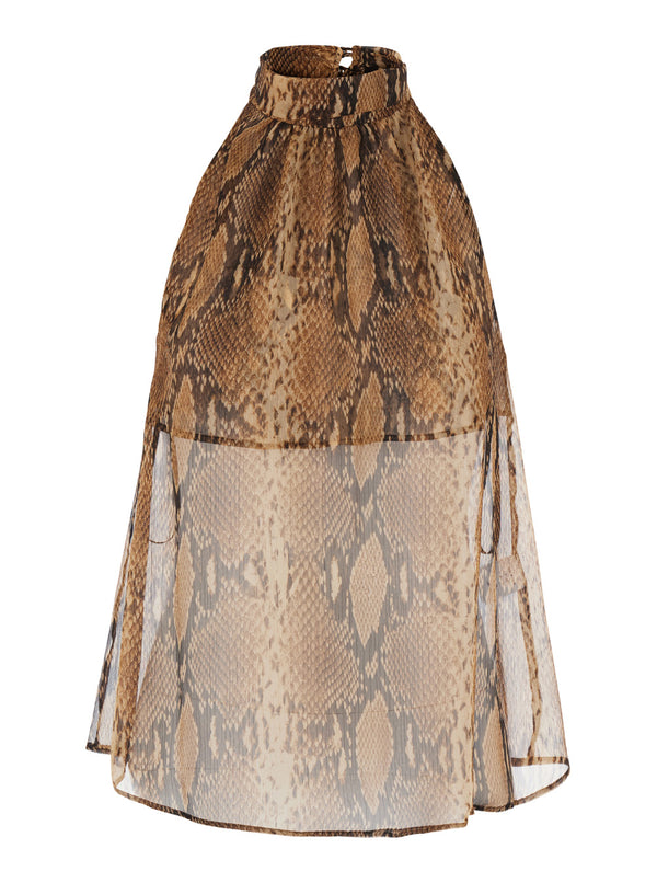 Top With Tortoiseshell Print, Brown Tops