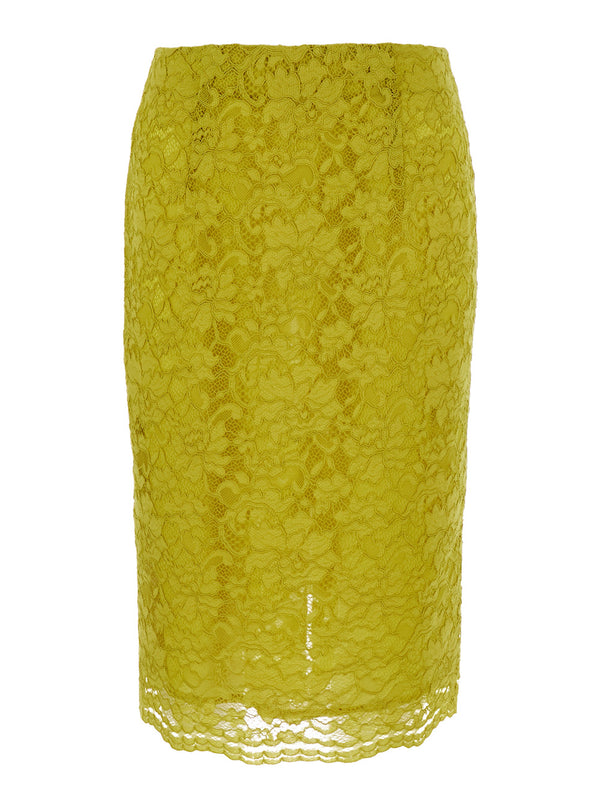 Pencil Skirt Yellow Lace
