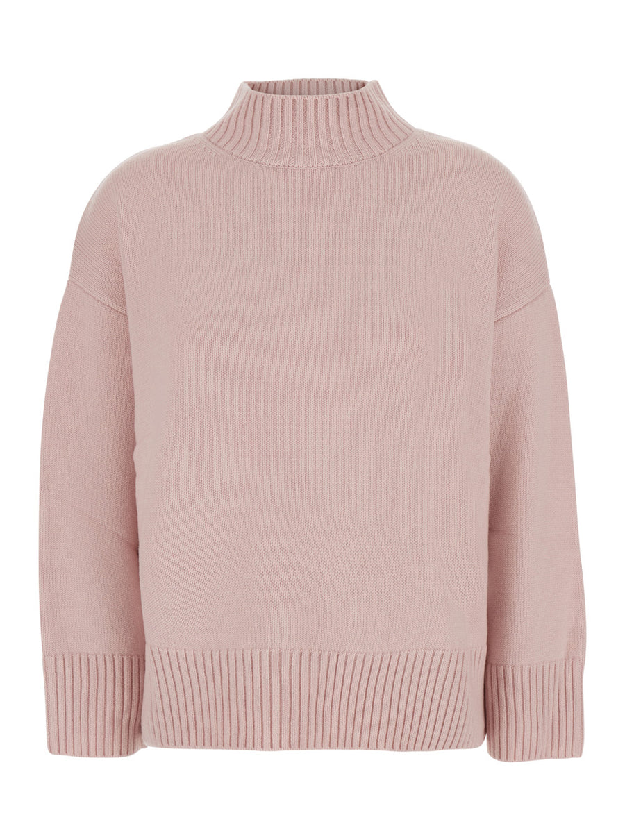 Mock Neck Cashmere Pullover Pink Top