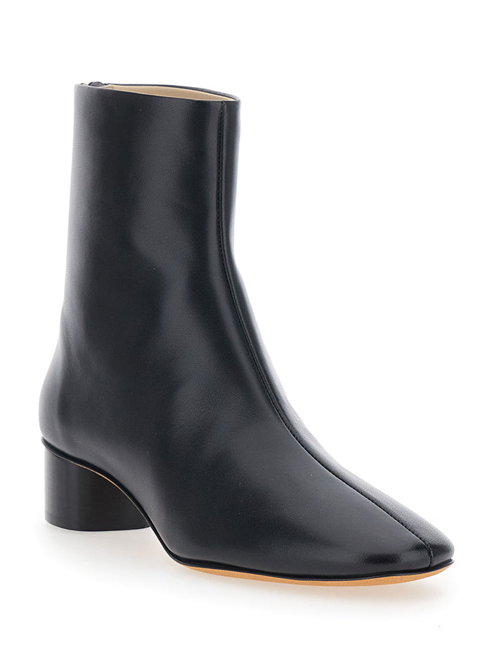Carole Boots High-Heeled Leather Ankle For Women Black Lamb