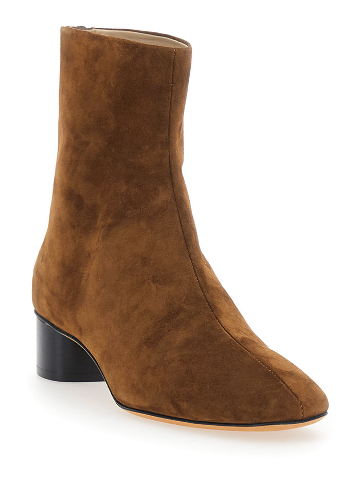 Carole Boots Ankle With Rubber Sole And Leather Brown Woman Goat