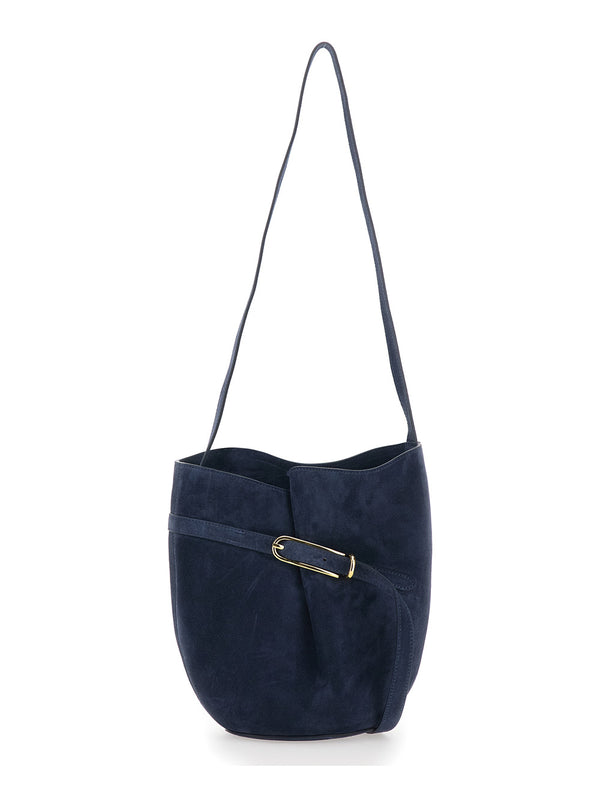 Crossbody Bag Blue Leather Cow