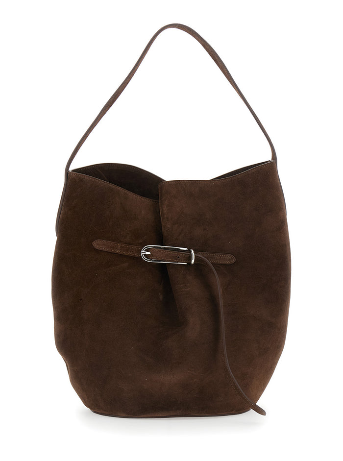 Brown Crossbody Bag With Adjustable Strap Suede For Women Cow Shoulder