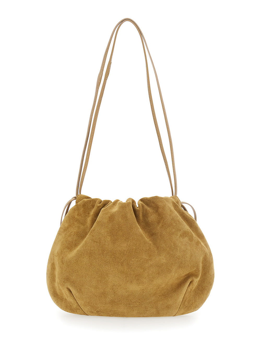 Beige Clutch With Charm And Drawstring Closure Suede For Women Cow Clutches Pochettes