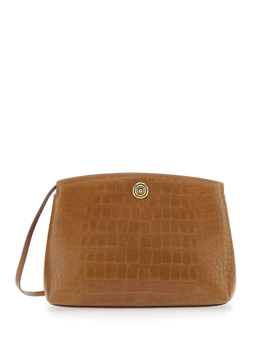 Brown Clutch With Adjustable Shoulder Strap And Automatic Button Closure Suede For Women Calf Clutches Pochettes
