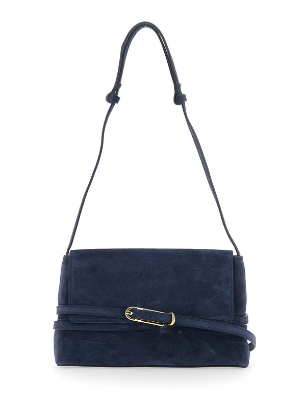 Leather Shoulder Bag Blue Cow