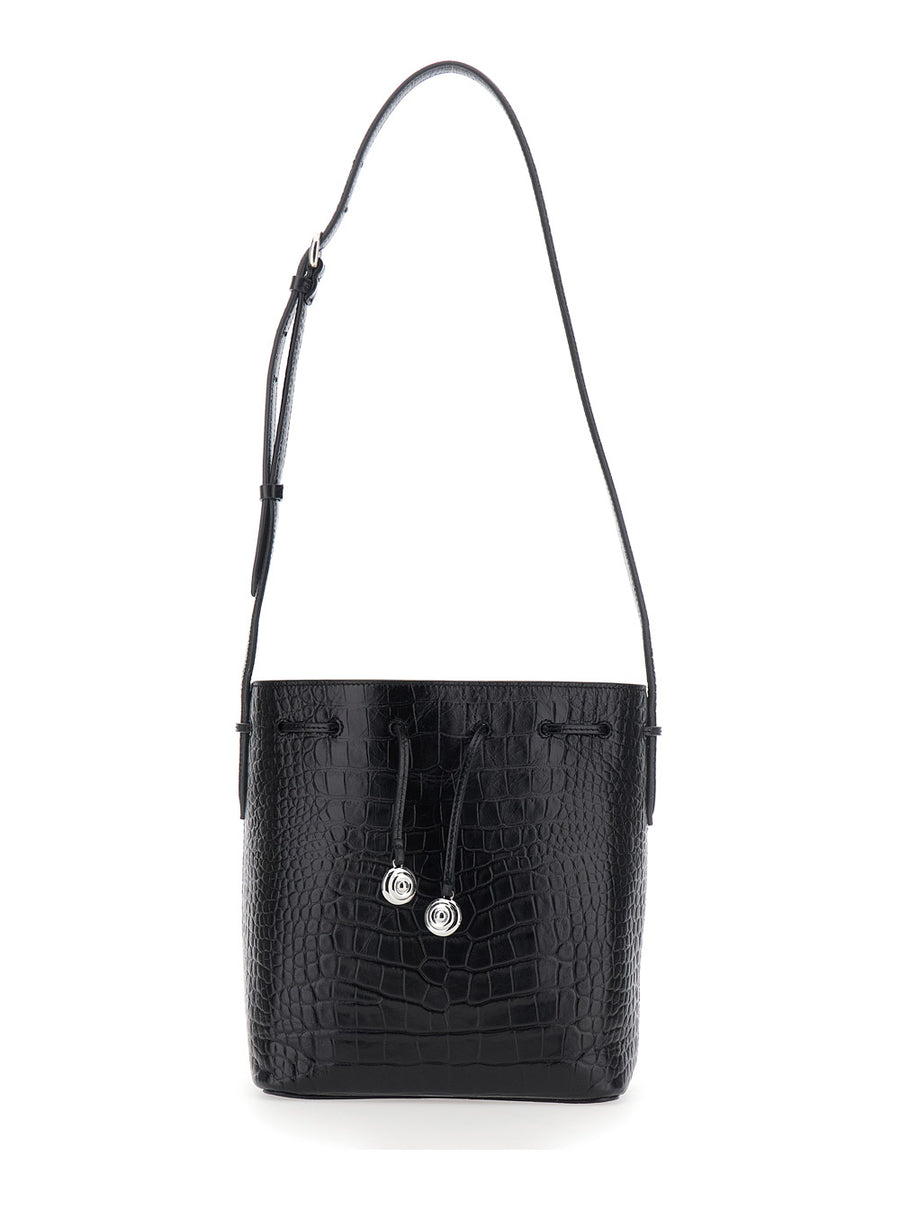 Crossbody Bag Black Leather Calf