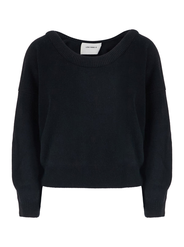 Sweater Doria Black Cashmere Knitted Tops