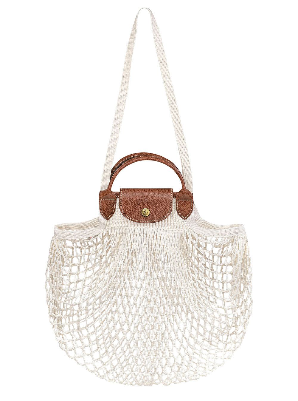 Handbag Le Pliage Filet With Logo Engraved White Net For Women Canvas Shoulder Bags