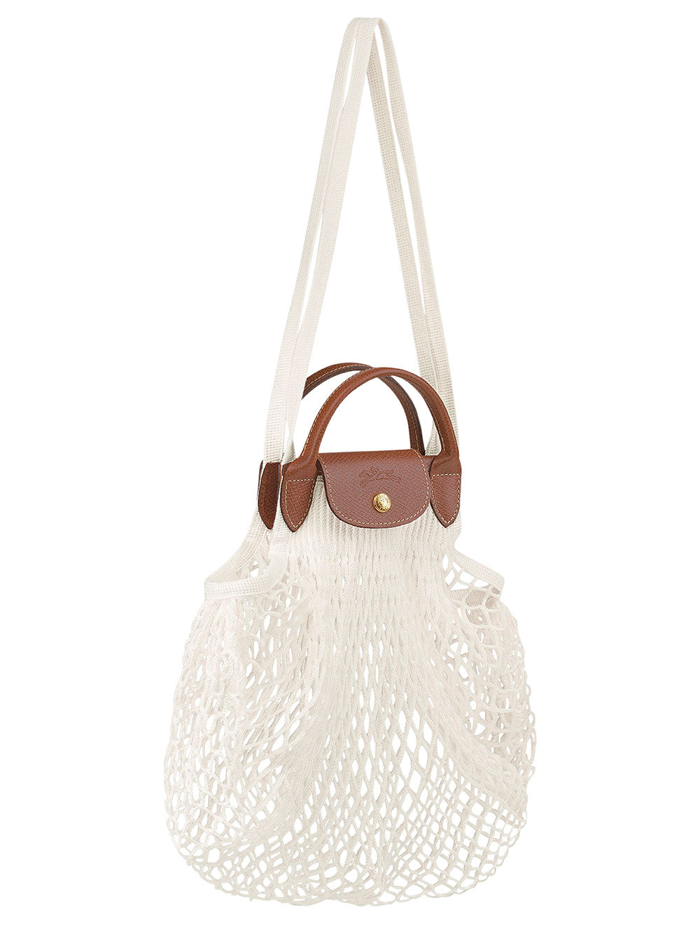 Handbag Le Pliage Filet With Logo Engraved White Net For Women Canvas Shoulder Bags