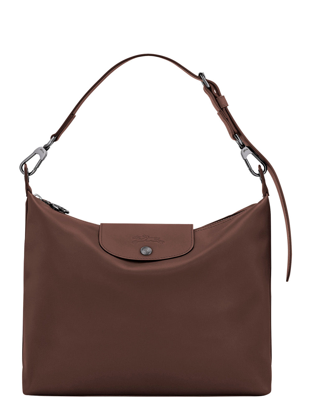 Shoulder Bag With Clasp Closure And Logo On The Front Brown Leather For Women