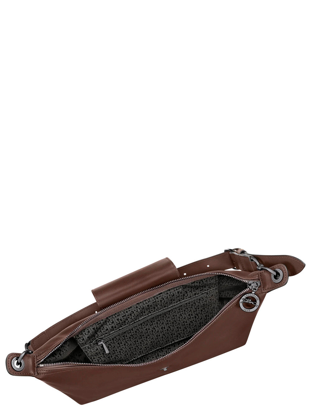 Shoulder Bag With Clasp Closure And Logo On The Front Brown Leather For Women