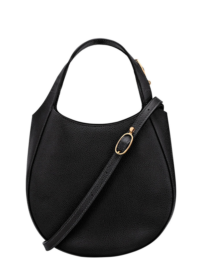 Handbag Le Foulonné With Zip Closure Black Leather For Women Calf Shoulder Bags