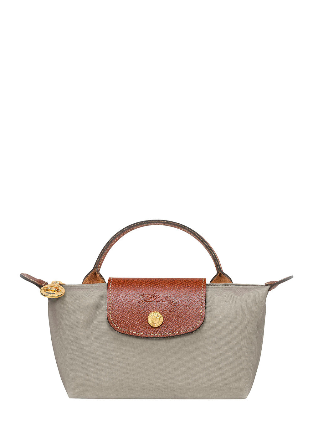Handbag Le Pliage Original With Engraved Logo On Front Leather And Gray Fabric For Women Grey Polyamide Mini Bags
