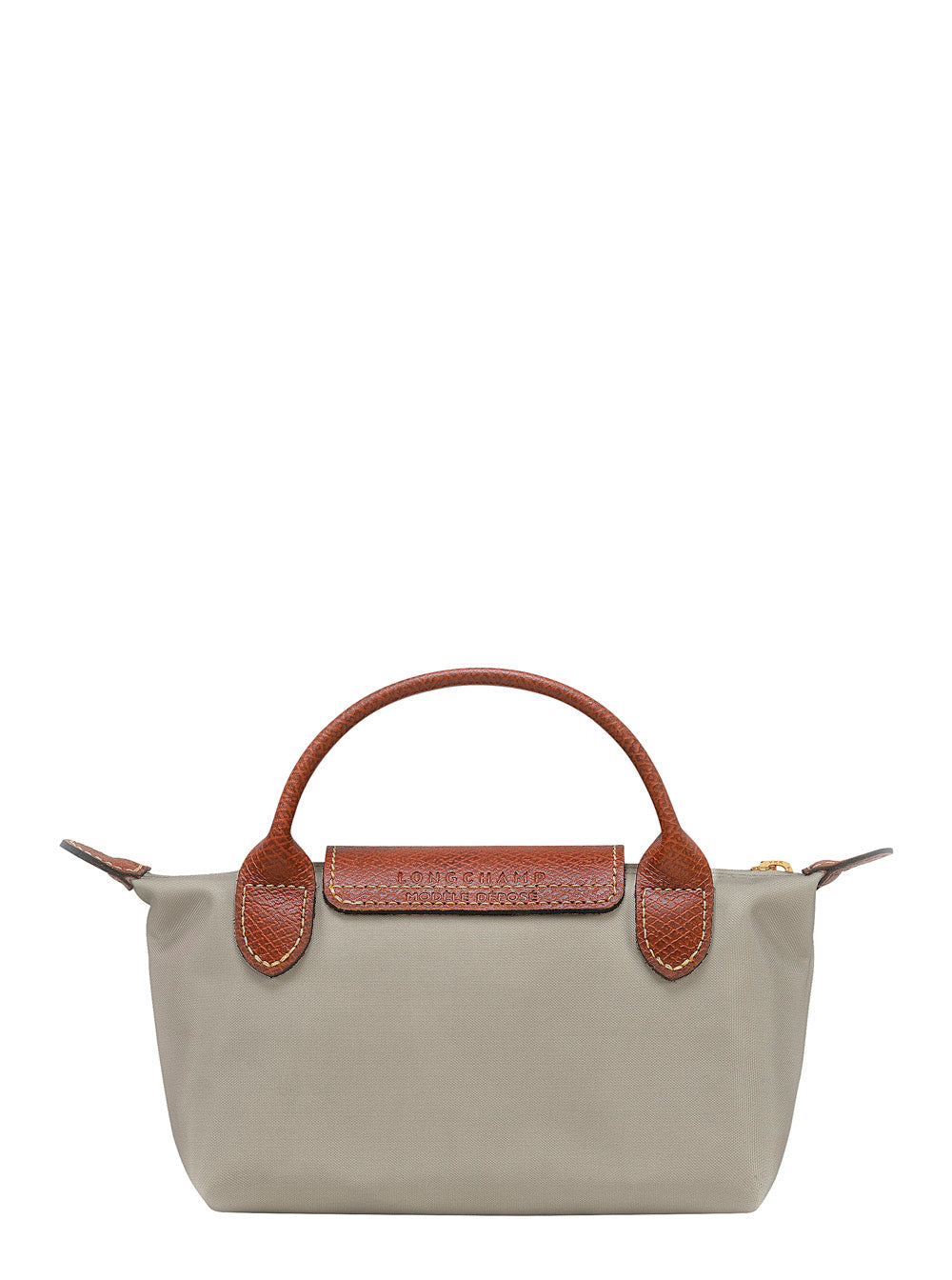 Handbag Le Pliage Original With Engraved Logo On Front Leather And Gray Fabric For Women Grey Polyamide Mini Bags