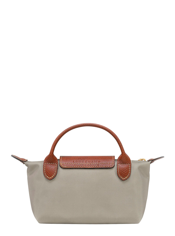 Handbag Le Pliage Original With Engraved Logo On Front Leather And Gray Fabric For Women Grey Polyamide Mini Bags