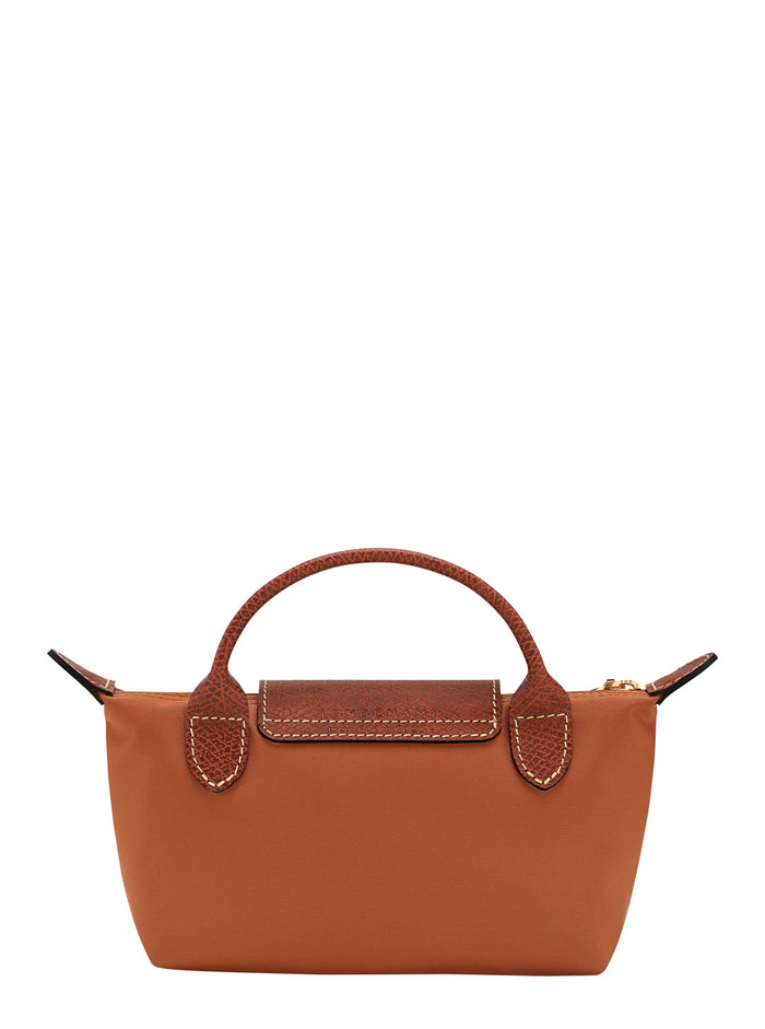 Handbag Le Pliage Original With Logo Engraved On The Front Leather And Brown Canvas For Women Beige Polyamide Mini Bags