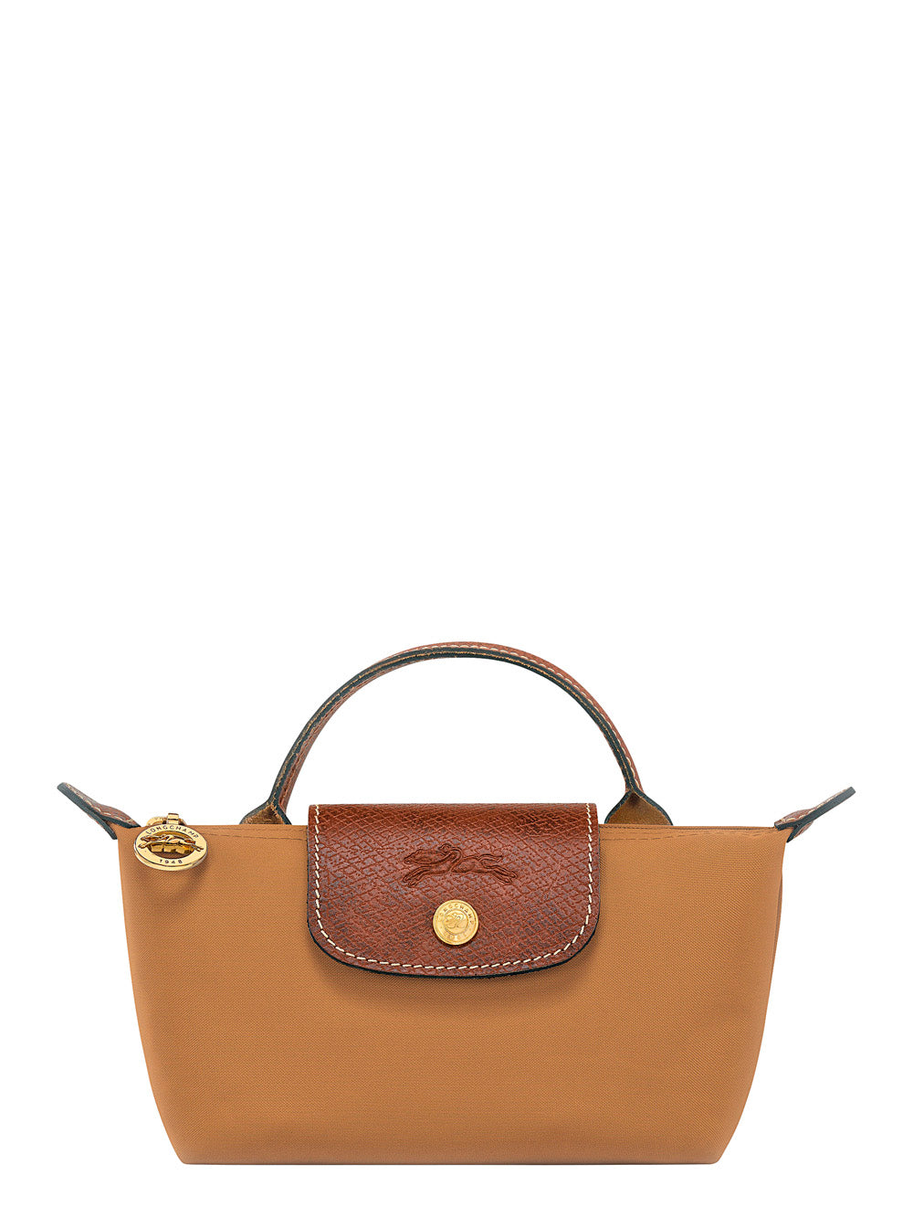 Handbag Le Pliage Original Cosmetic Pouch With Yellow Nylon Handle For Women Beige Polyamide Mini Bags