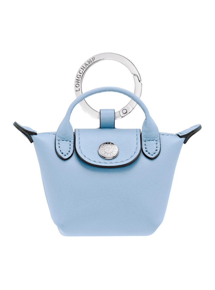 Keychain With Longchamp Logo Blue Leather For Women Blu Products