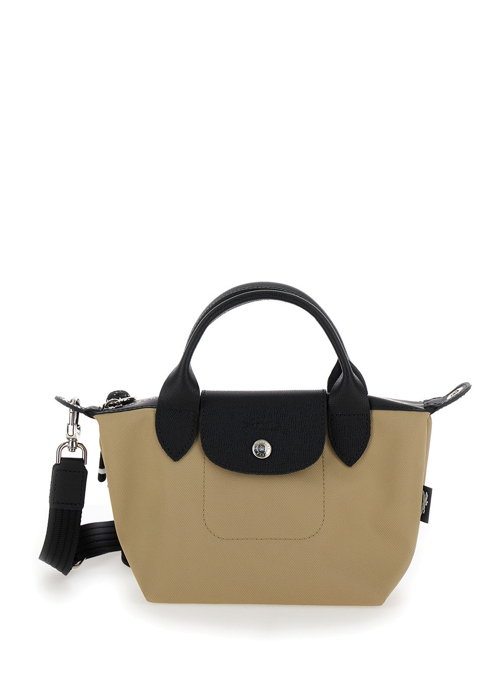 Handbag Le Pliage Energy With Beige Leather Handles For Women Grey Polyamide Crossbody Bags