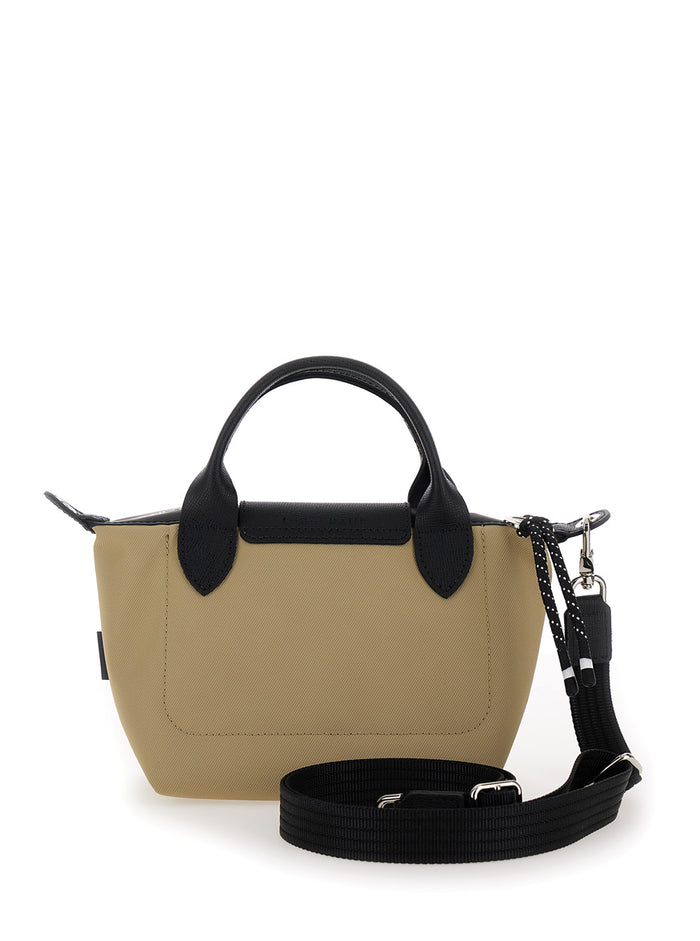 Handbag Le Pliage Energy With Beige Leather Handles For Women Grey Polyamide Crossbody Bags