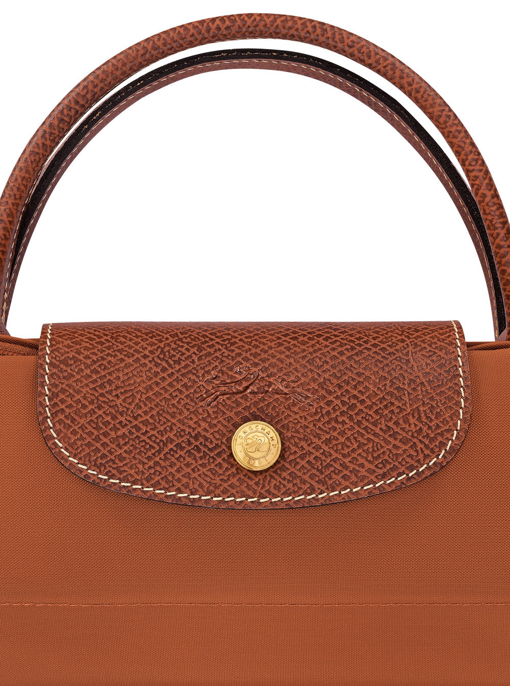 Handbag Le Pliage S With Engraved Logo Recycled Canvas Brown Women Beige Nylon Hand Bags