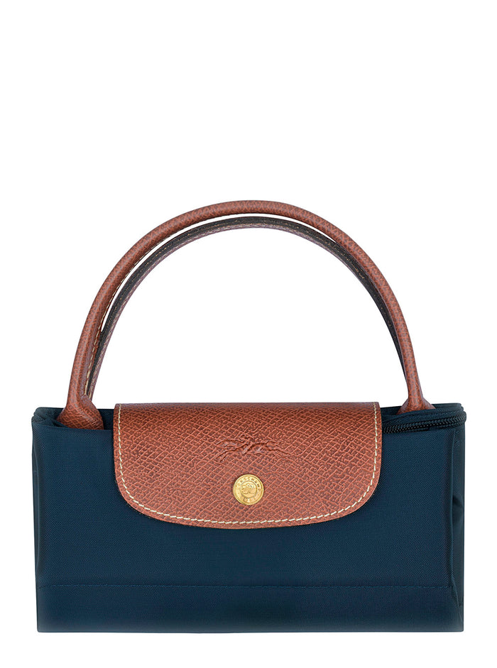 Handbag Le Pliage S With Engraved Logo Recycled Canvas Blue Women Blu Nylon Hand Bags