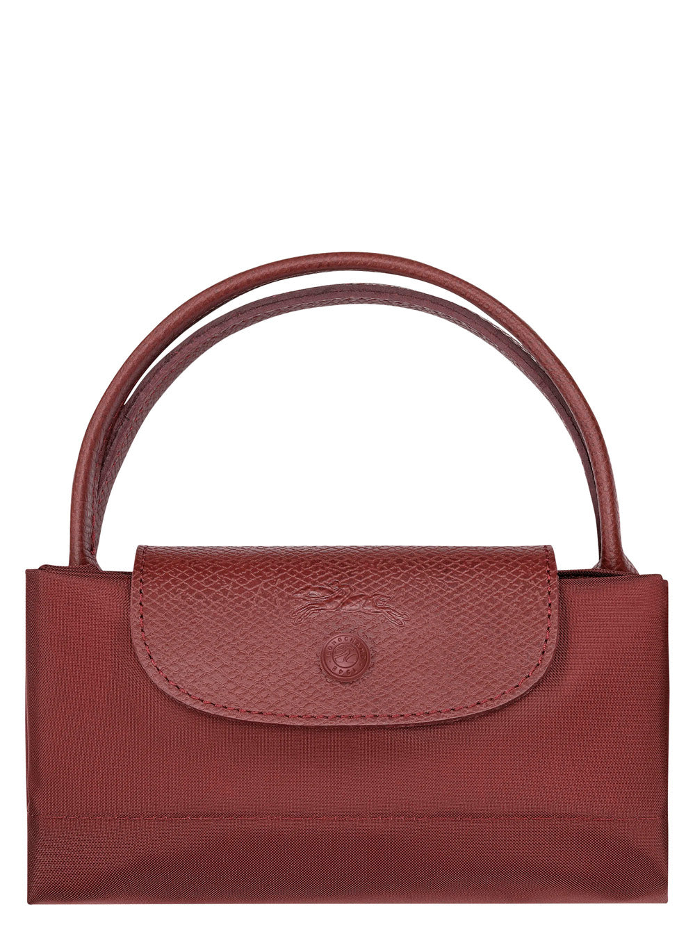 Handbag With Zip Closure And Bordeaux Leather Handles For Women Polyamide Hand Bags