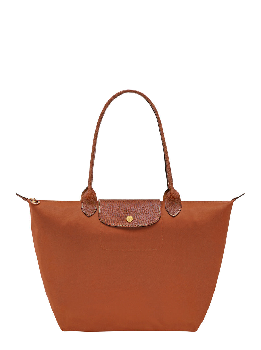 Tote Bag Le Pliage Original With Logo Printed Recycled Canvas Brown Women Beige Polyamide Shoulder