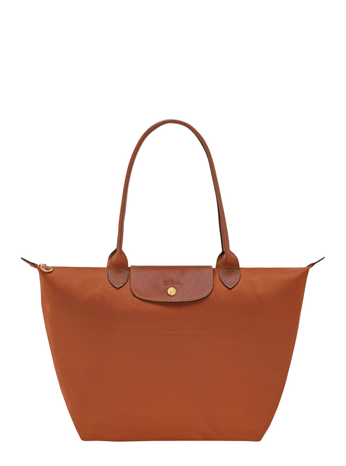 Tote Bag Le Pliage Original With Logo Printed Recycled Canvas Brown Women Beige Polyamide Shoulder