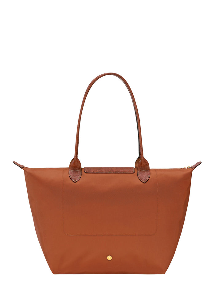 Tote Bag Le Pliage Original With Logo Printed Recycled Canvas Brown Women Beige Polyamide Shoulder