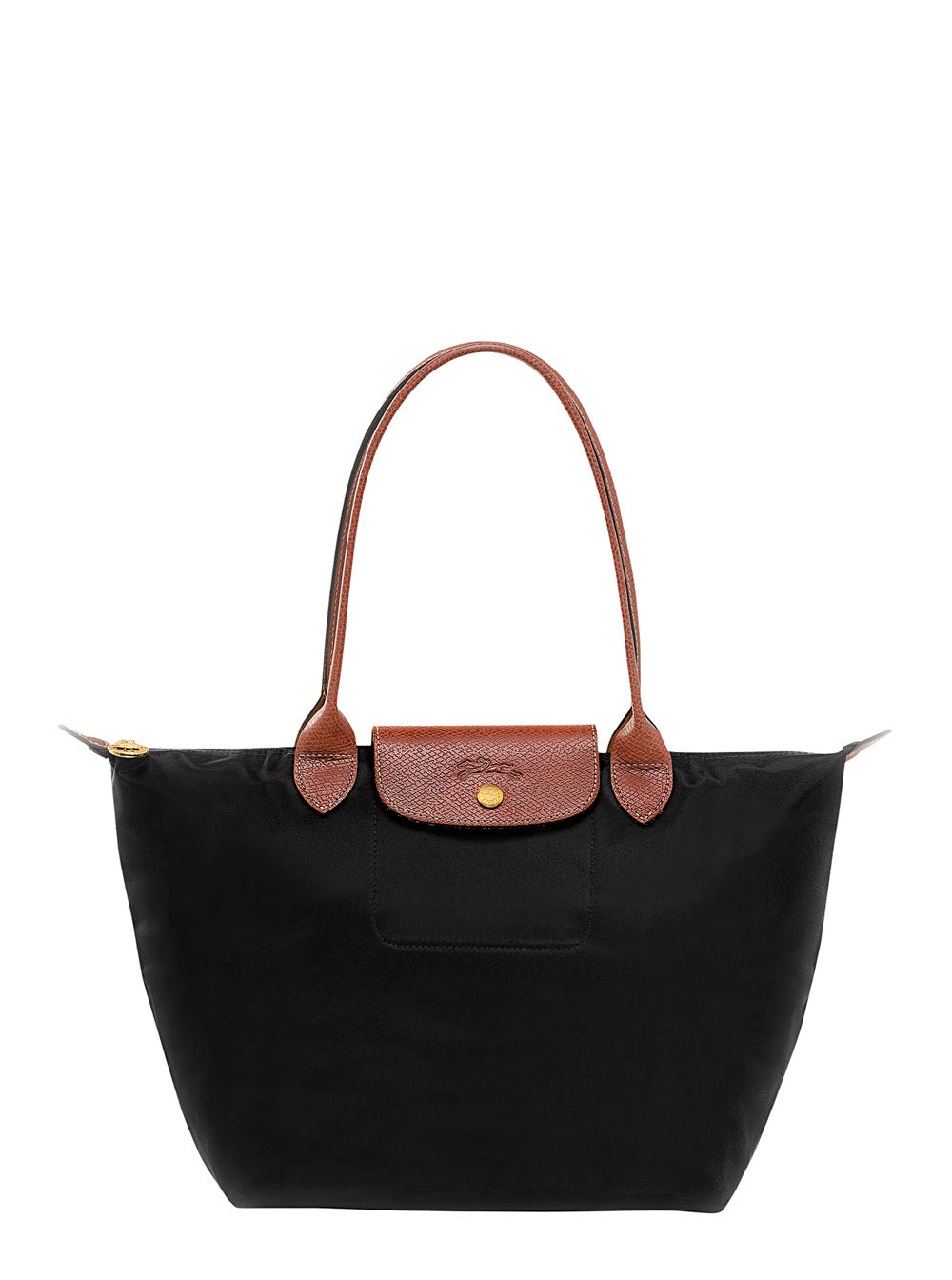 Tote Bag Le Pilage Original Medium With Two Top Handles And Logo Embossed On The Front Black Canvas For Women Nylon Shoulder
