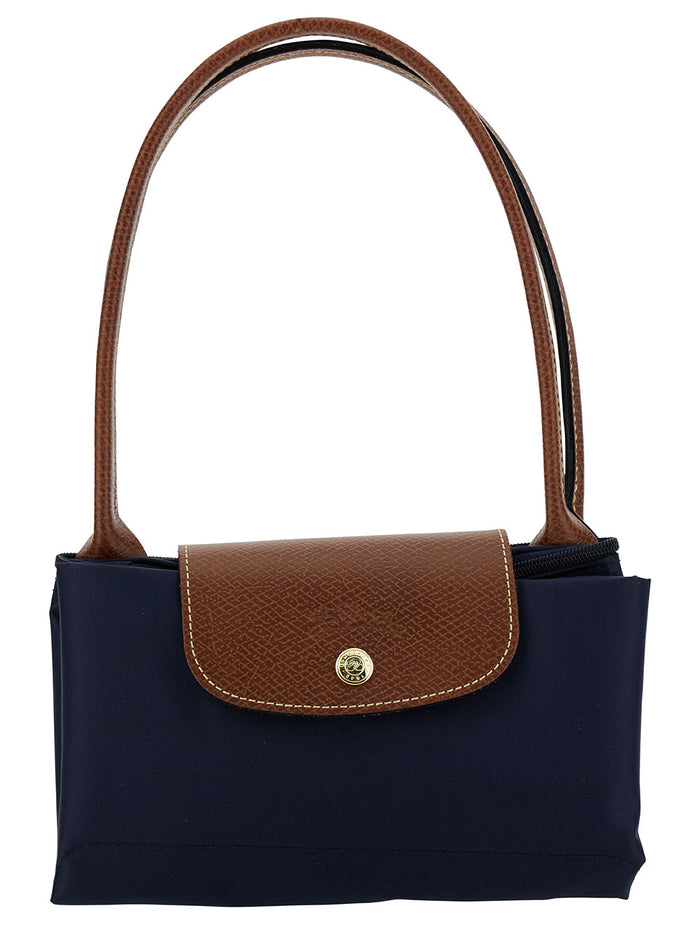 Shoulder Bag M Le Pliage Original With Logo Printed Recycled Canvas Blue Women Blu Nylon