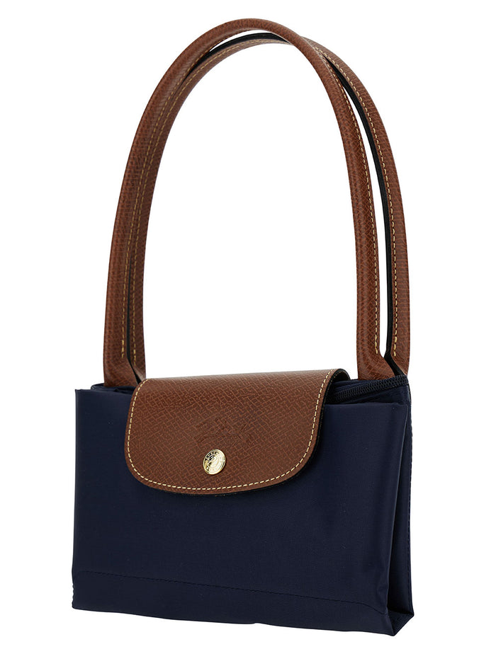 Shoulder Bag M Le Pliage Original With Logo Printed Recycled Canvas Blue Women Blu Nylon