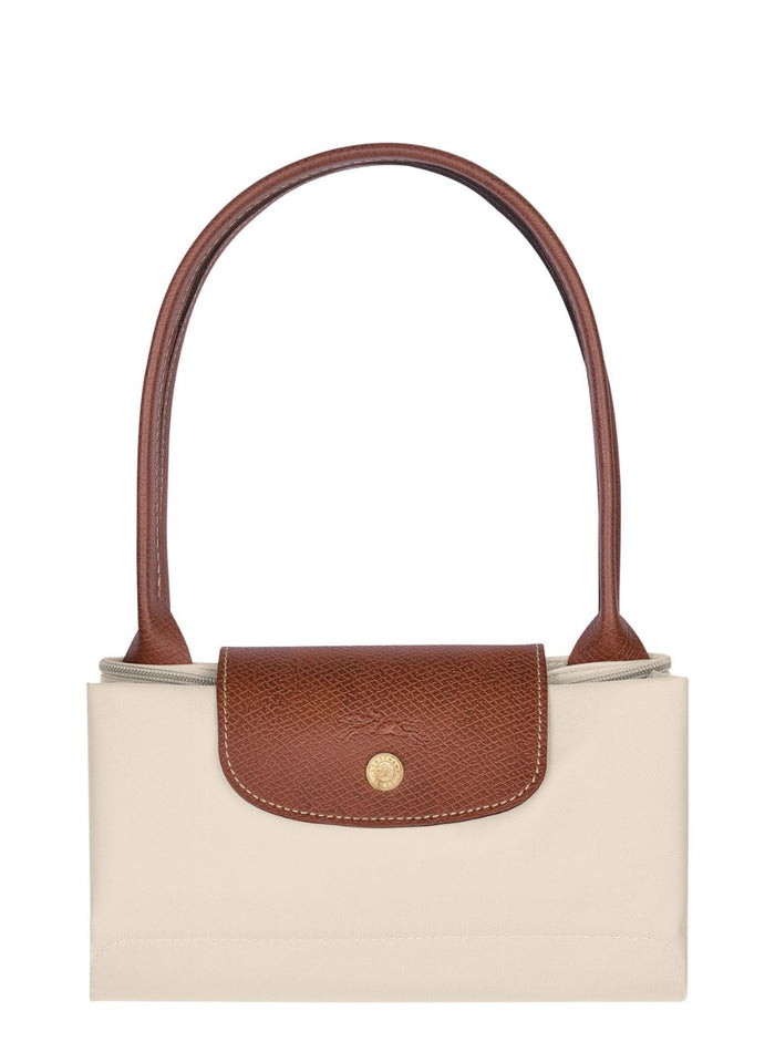 Le Pliage Original White Medium Shoulder Bag With Logo Printed Recycled Canvas For Women Nylon