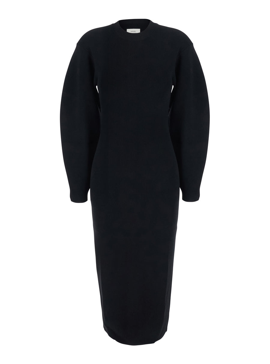 Bodycon Elena High-Neck Dress Black Viscose