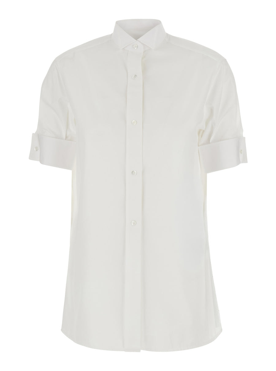 Short-Sleeve Shirt White Cotton Blouses