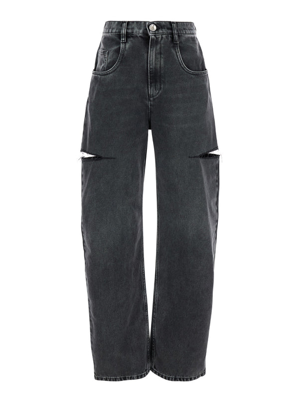 Jeans Ripped Black Cotton