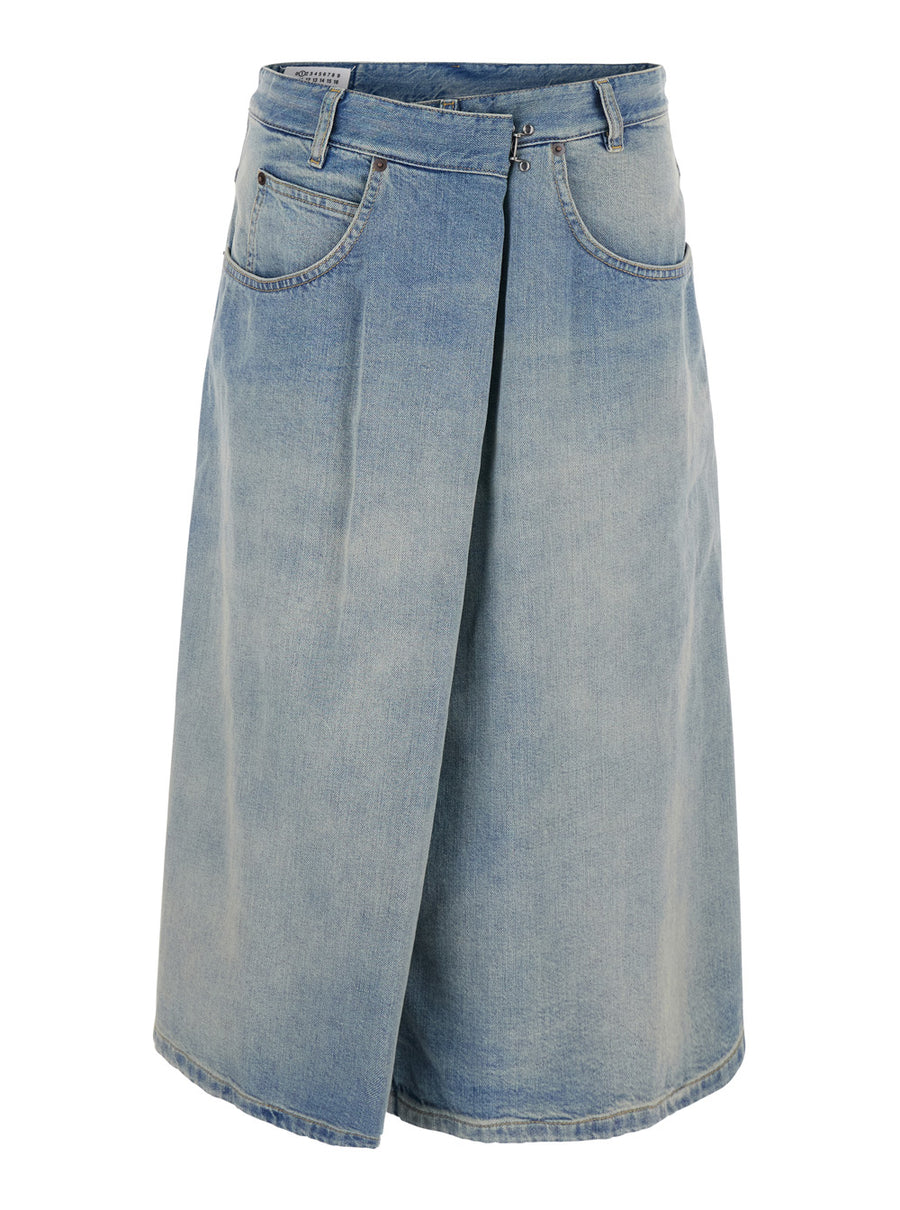 Midi Skirt Cotton Blue