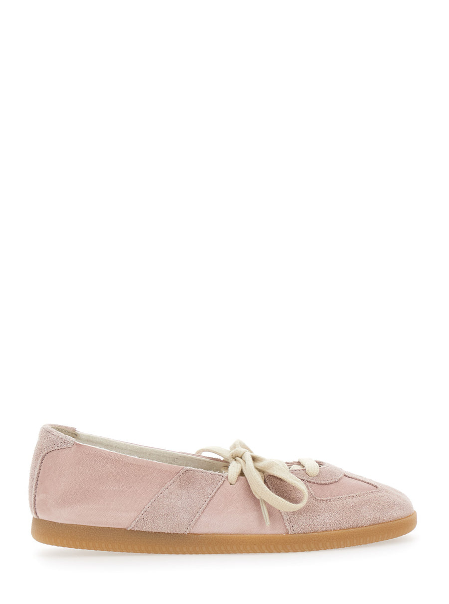 Low Top Sneakers Pink Leather-Suede Sheep Trainers