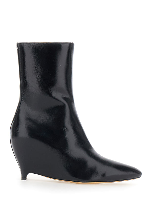 Ankle Boots Black Leather Sheep