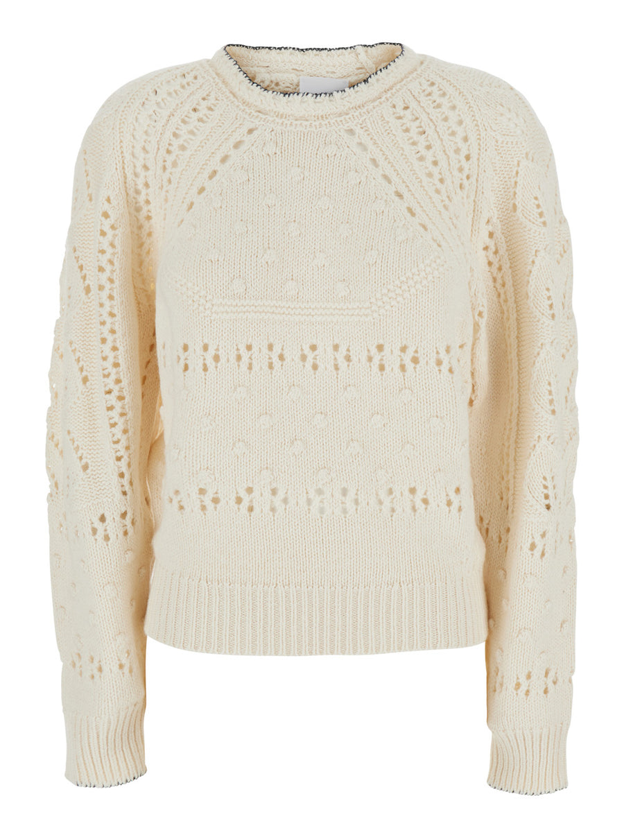 Long Sleeve Top Luce-Ga White Cotton Tops