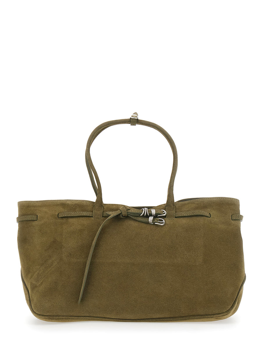 Shoulder Bag Grandma Used Large Green Cow Leather