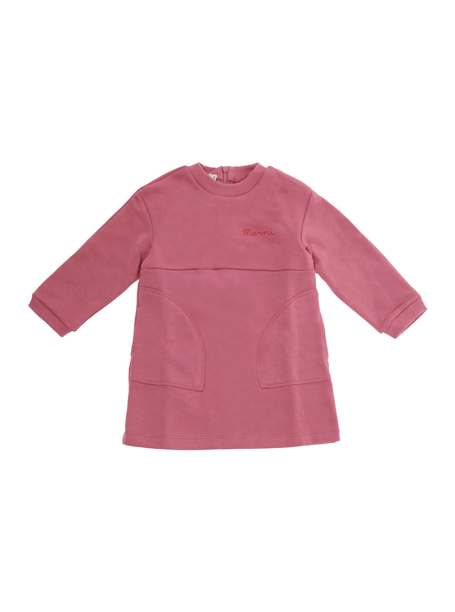 Long-Sleeve Pink Cotton Dress