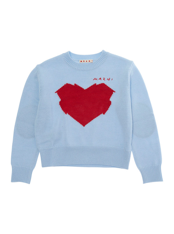 Girls Crewneck Sweater Light Blue Wool Tops