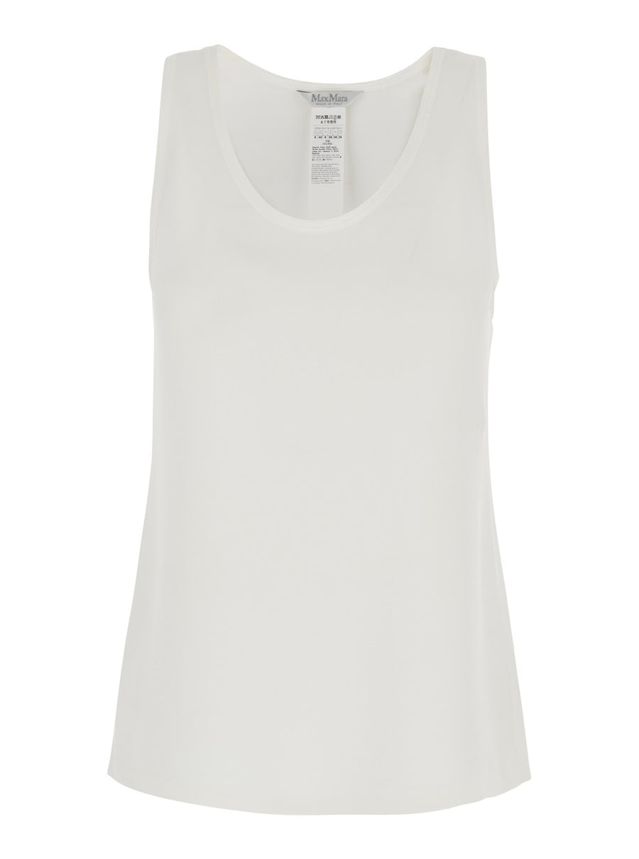 Sleeveless Top Pavido White Silk Tops