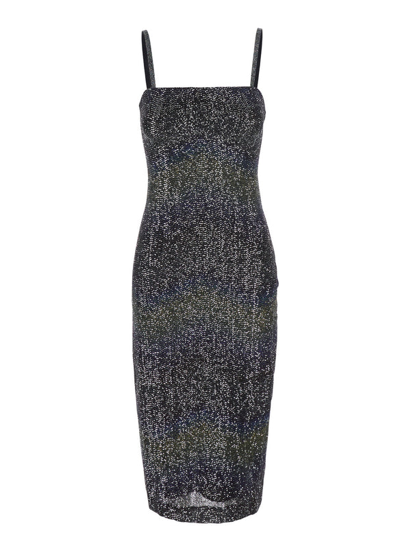 Midi Dress Zigzag Sequin Multicolour Polyamide