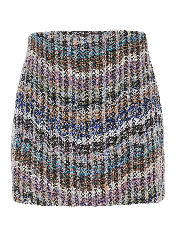 Mini Skirt With Multicolour Zigzag Motif Polyamide